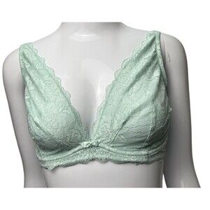 Change Lingerie Pastel Green Lace Bra 32H Sheer Underwire Romantic Boudoir Style